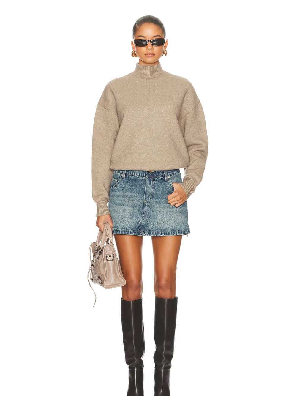 Retrofete Taupe Long Sleeve Turtleneck Sweater